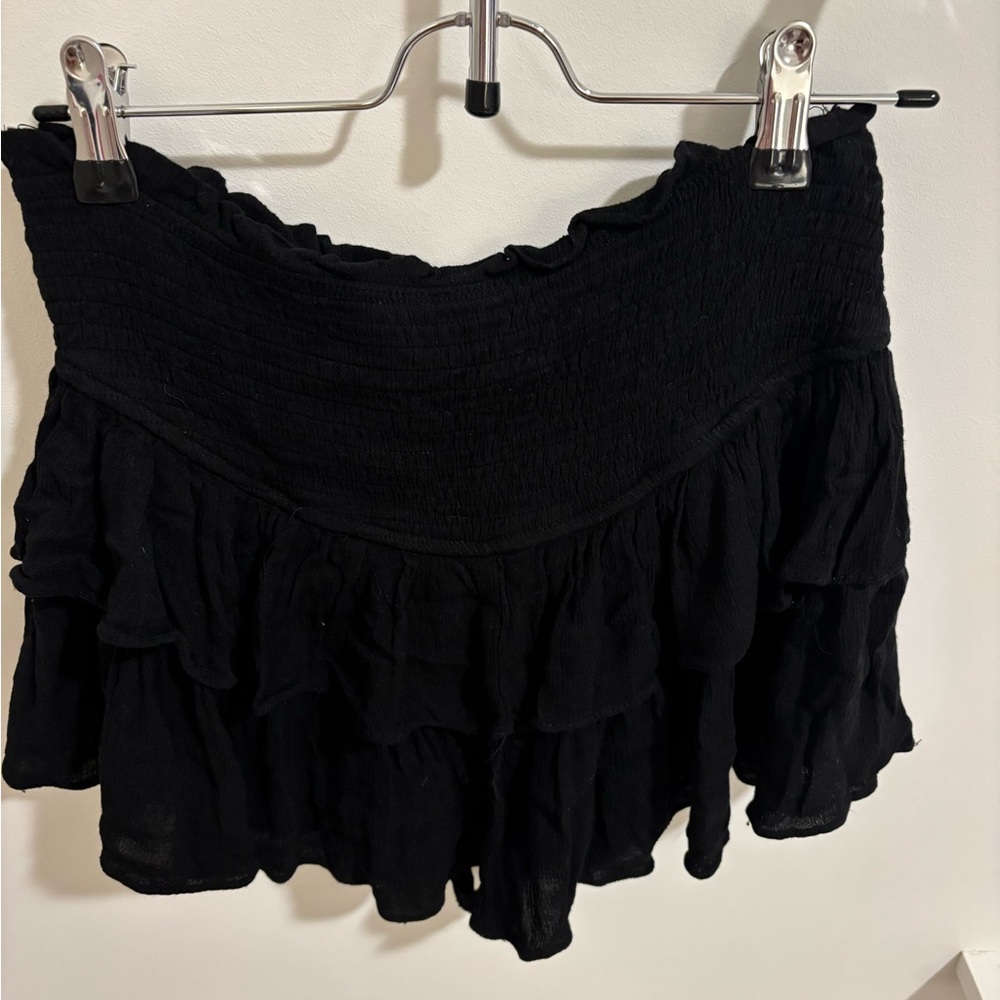 Black Ruffled Mini Skirt